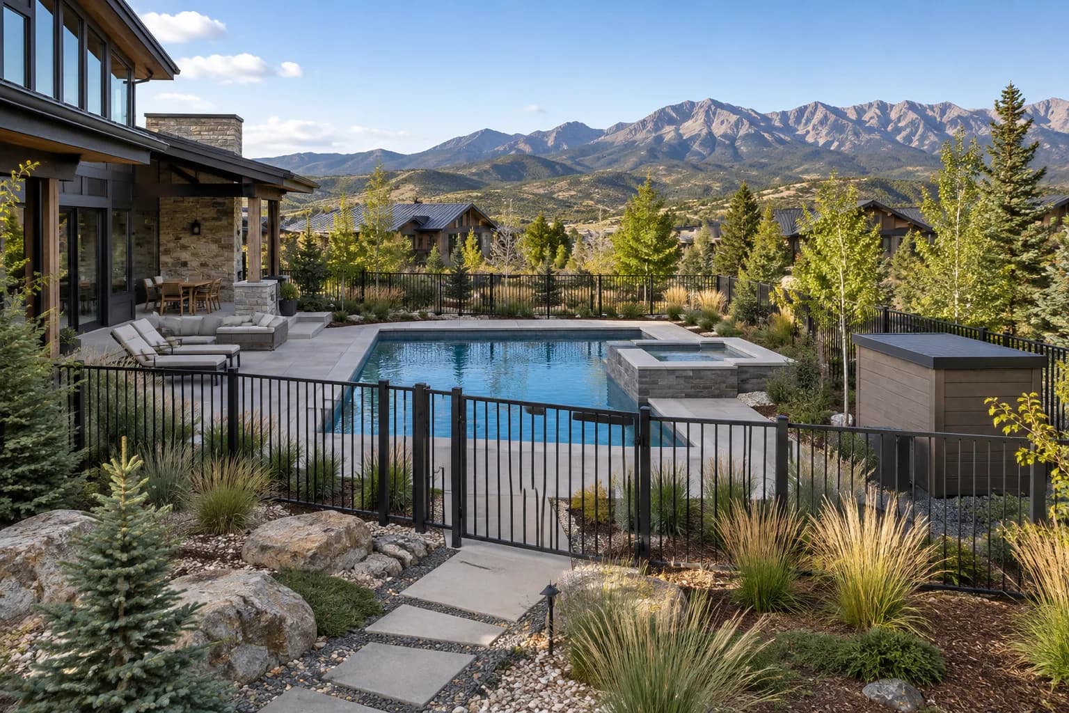 AI-generated high-elevation and freeze-season residential pool planning inspiration for Centennial, CO